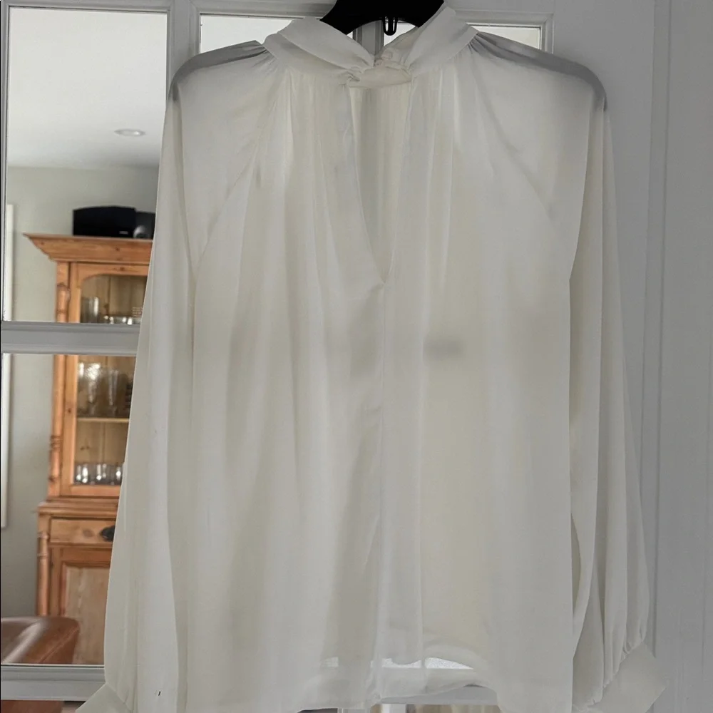 Lush Cream Pleated Women's Blouse - Picture 2 of 3